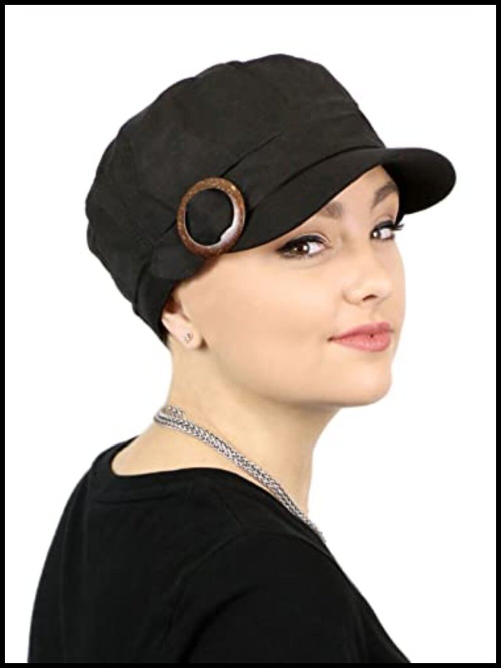 Womens Chemo Newsboy Cadet Hat Full Coverage Cotton Linen 50+ UPF Sun Cap
